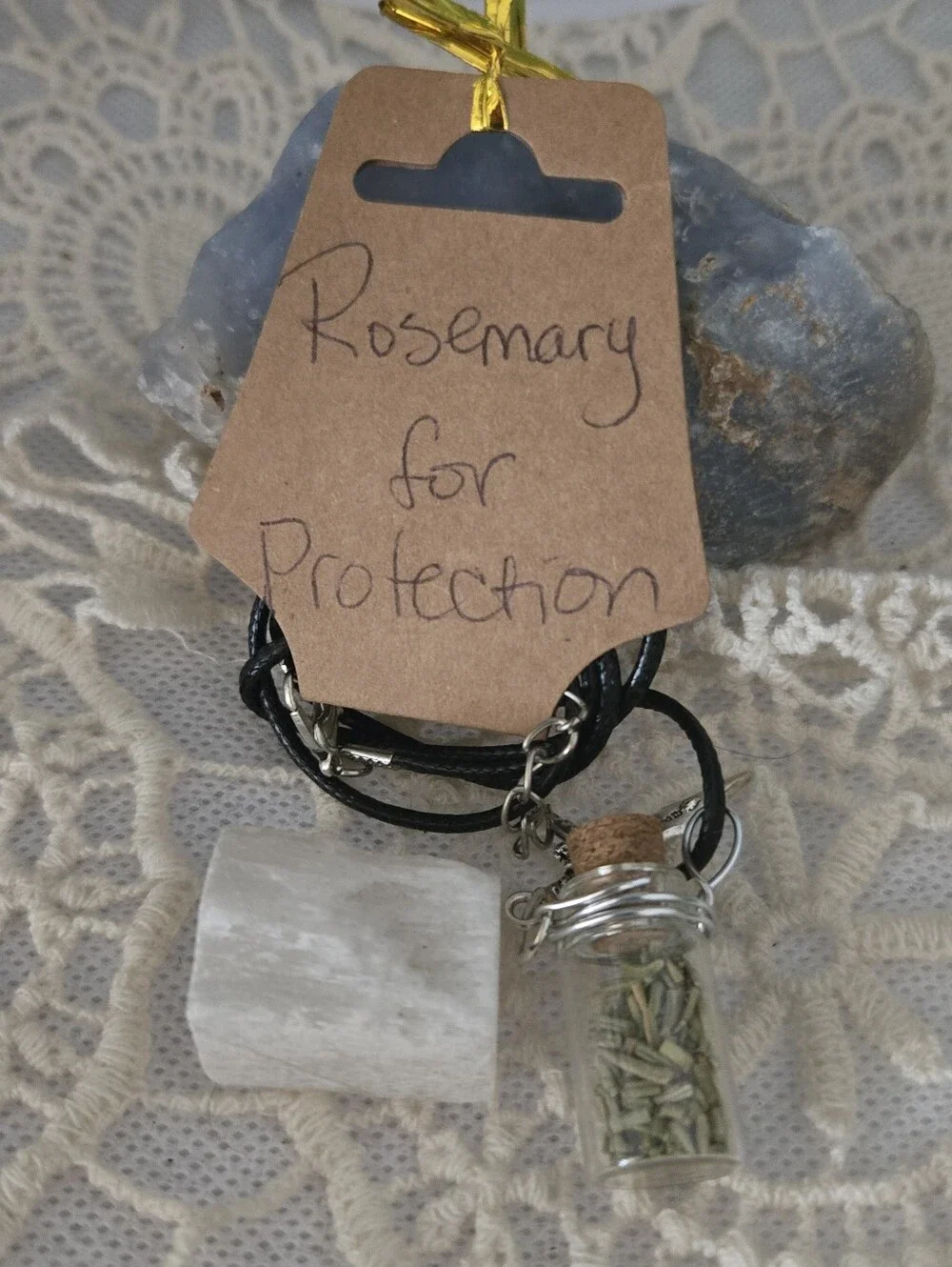 4/$15 Handmade Rosemary Protection Necklace | Boho Witchy Herbal Pendant